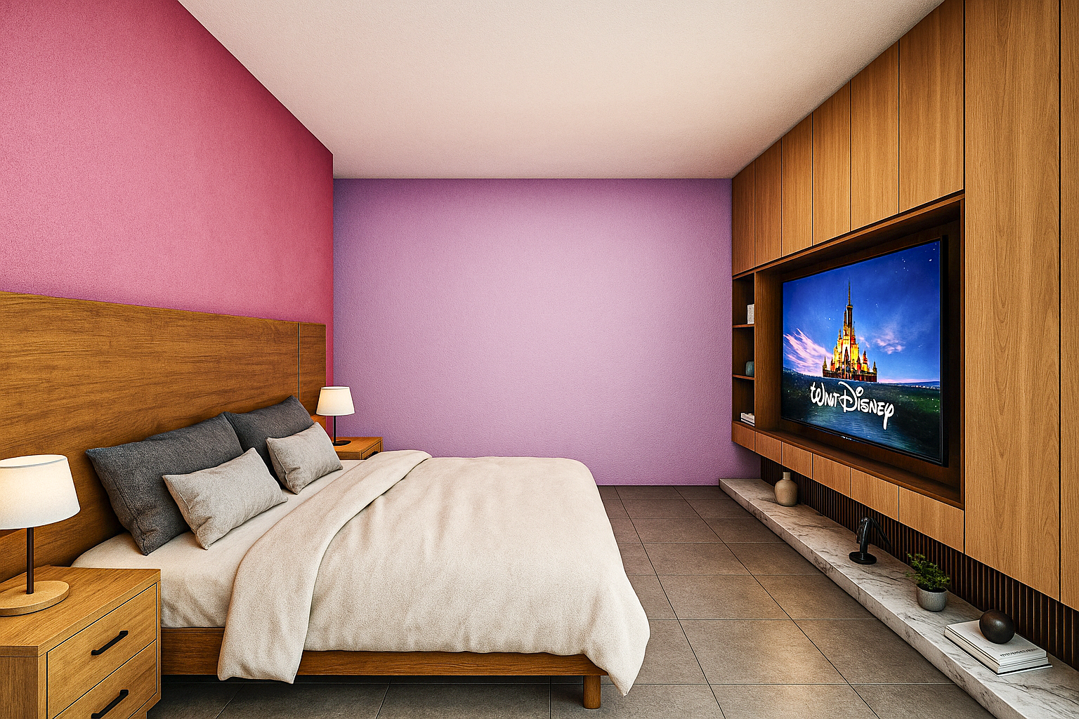 Interior diseñado con mobiliario moderno, iluminación estratégica y paleta de colores armónicos